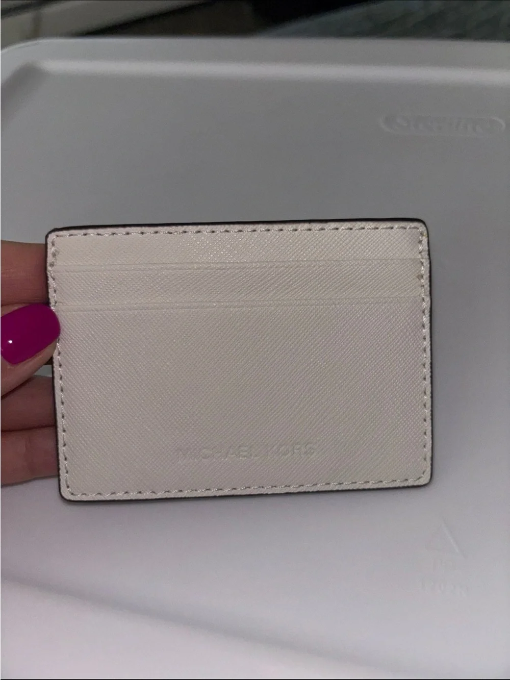 Holiday sale!Michael Kors White Saffiano Leather Card Holder & Card Case Set